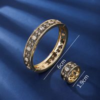 Copper 18K Gold Plated Retro Rock Inlay Solid Color Zircon Rings Bracelets main image 3