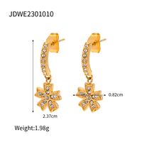 1 Pair Simple Style Classic Style Solid Color Plating Inlay 304 Stainless Steel Zircon 18K Gold Plated Drop Earrings sku image 1