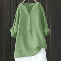 Women's Blouse Long Sleeve Blouses Button Simple Style Solid Color main image 1