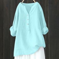 Women's Blouse Long Sleeve Blouses Button Simple Style Solid Color main image 5