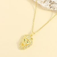 304 Stainless Steel 18K Gold Plated IG Style Elegant Plating Inlay Lion Zircon Pendant Necklace main image 4