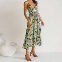 Women's Strap Dress Vacation V Neck Printing Sleeveless Plant Maxi Long Dress Holiday Daily main image 4