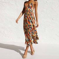 Women's Strap Dress Vacation V Neck Printing Sleeveless Plant Maxi Long Dress Holiday Daily main image 3