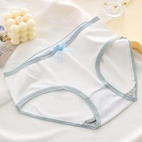 Heart Shape Solid Color Bow Knot Breathable Mid Waist Briefs Panties sku image 9