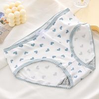Heart Shape Solid Color Bow Knot Breathable Mid Waist Briefs Panties sku image 6