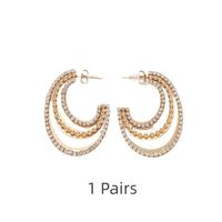 Elegant Glam C Shape Plating Inlay 304 Stainless Steel Zircon Gold Plated Ear Studs sku image 1