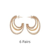 Elegant Glam C Shape Plating Inlay 304 Stainless Steel Zircon Gold Plated Ear Studs sku image 2