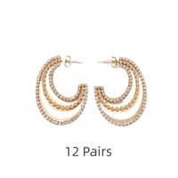 Elegant Glam C Shape Plating Inlay 304 Stainless Steel Zircon Gold Plated Ear Studs sku image 3
