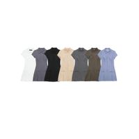 Women's Regular Dress Streetwear Shirt Collar Short Sleeve Solid Color Knee-Length Holiday Daily main image 1