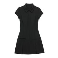 Women's Regular Dress Streetwear Shirt Collar Short Sleeve Solid Color Knee-Length Holiday Daily main image 7