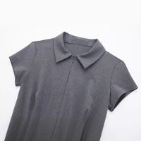 Women's Regular Dress Streetwear Shirt Collar Short Sleeve Solid Color Knee-Length Holiday Daily main image 3