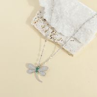 304 Stainless Steel 18K Gold Plated Basic Modern Style Classic Style Plating Inlay Dragonfly Zircon Pendant Necklace main image 5