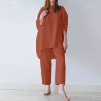 Daily Women's Streetwear Solid Color Linen Pants Sets Pants Sets main image 4