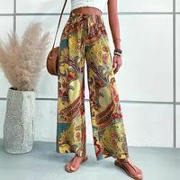 Women's Holiday Daily Beach Vacation Cashew Nuts Full Length Printing Belt Casual Pants main image 4