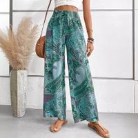 Women's Holiday Daily Beach Vacation Cashew Nuts Full Length Printing Belt Casual Pants main image 3