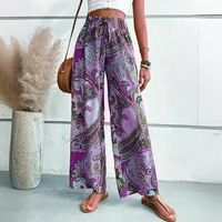 Women's Holiday Daily Beach Vacation Cashew Nuts Full Length Printing Belt Casual Pants main image 2