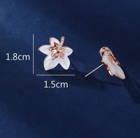 1 Pair IG Style Lady French Style Flower Inlay Copper Shell Rose Gold Plated Ear Studs sku image 1
