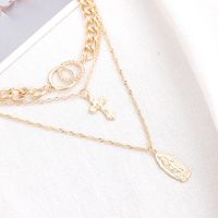 Wholesale Jewelry Vintage Style Simple Style Cross Zinc Alloy Gold Plated Plating Layered Necklaces main image 5
