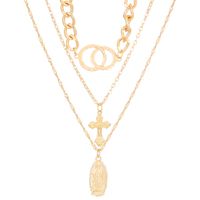 Wholesale Jewelry Vintage Style Simple Style Cross Zinc Alloy Gold Plated Plating Layered Necklaces sku image 1