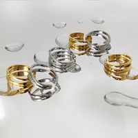 304 Stainless Steel 14K Gold Plated Silver Plated Modern Style Commute Solid Color Adjustable Ring Open Rings main image 6