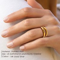304 Stainless Steel 14K Gold Plated Silver Plated Modern Style Commute Solid Color Adjustable Ring Open Rings main image 2