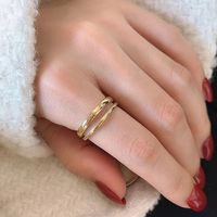 304 Stainless Steel 14K Gold Plated Silver Plated Modern Style Commute Solid Color Adjustable Ring Open Rings main image 4