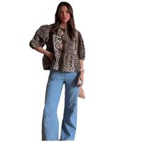 Frau Bluse Kurzarm Blusen Strassenmode Leopard main image 2