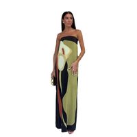 Women's Sheath Dress Streetwear Strapless Contrast Binding Sleeveless Geometric Maxi Long Dress Holiday Daily Beach main image 2