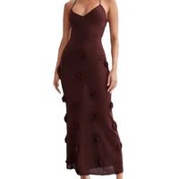 Women's Strap Dress Sexy V Neck Sleeveless Solid Color Flower Maxi Long Dress Daily main image 2