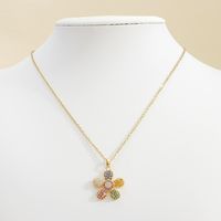 304 Stainless Steel 18K Gold Plated Elegant Lady Plating Inlay Petal Zircon Pendant Necklace main image 3