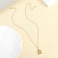 304 Stainless Steel 18K Gold Plated Elegant Lady Plating Inlay Petal Zircon Pendant Necklace main image 1