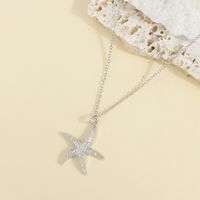 304 Stainless Steel 18K Gold Plated Romantic Shiny Plating Inlay Starfish Zircon Pendant Necklace main image 3