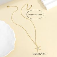 304 Stainless Steel 18K Gold Plated Romantic Shiny Plating Inlay Starfish Zircon Pendant Necklace main image 5