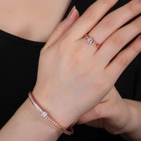 Copper 18K Gold Plated Rose Gold Plated White Gold Plated Simple Style Shiny Inlay Square Zircon Jewelry Set main image 6