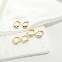 1 Pair Simple Style Commute Oval Enamel Inlay Copper Zircon Gold Plated Hoop Earrings main image 4
