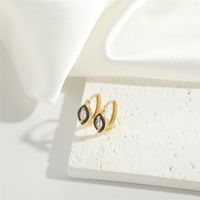 1 Pair Simple Style Commute Oval Enamel Inlay Copper Zircon Gold Plated Hoop Earrings main image 5