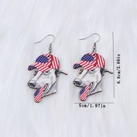1 Pair IG Style Novelty Dog American Flag Wood Drop Earrings main image 2