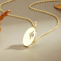 Copper 18K Gold Plated Casual Simple Style Inlay Star Moon Eye Zircon Pendant Necklace sku image 2
