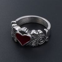 IG Style Classical Heart Shape Argyle 304 Stainless Steel Polishing Epoxy Unisex Rings main image 4