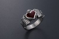 IG Style Classical Heart Shape Argyle 304 Stainless Steel Polishing Epoxy Unisex Rings main image 6