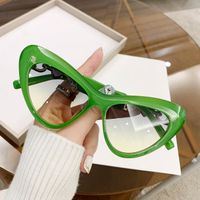 Hip-Hop Simple Style Gradient Color Heart Shape Leopard Pc Cat Eye Full Frame Women's Sunglasses main image 1