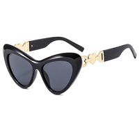 Hip-Hop Simple Style Gradient Color Heart Shape Leopard Pc Cat Eye Full Frame Women's Sunglasses sku image 1