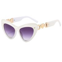 Hip-Hop Simple Style Gradient Color Heart Shape Leopard Pc Cat Eye Full Frame Women's Sunglasses sku image 3