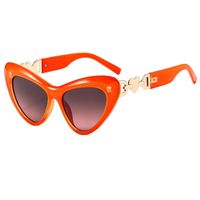 Hip-Hop Simple Style Gradient Color Heart Shape Leopard Pc Cat Eye Full Frame Women's Sunglasses sku image 6
