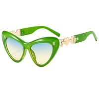 Hip-Hop Simple Style Gradient Color Heart Shape Leopard Pc Cat Eye Full Frame Women's Sunglasses sku image 7