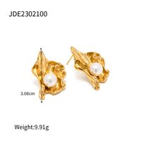 304 Stainless Steel 18K Gold Plated Simple Style Classic Style Plating Inlay Flower Pearl Pendant Necklace sku image 3