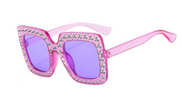 Vintage Style Fashion Color Block Ac Square Diamond Full Frame Women's Sunglasses sku image 7