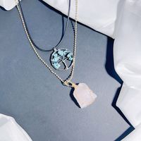 PU Leather Natural Stone Vintage Style Simple Style Irregular Irregular Life Tree Pendant Necklace main image 4