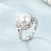 Elegant Romantic Round White Gold Plated Pearl Beads Sterling Silver Wholesale Rings Earrings Necklace main image 5