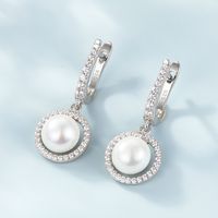 Elegant Romantic Round White Gold Plated Pearl Beads Sterling Silver Wholesale Rings Earrings Necklace main image 3